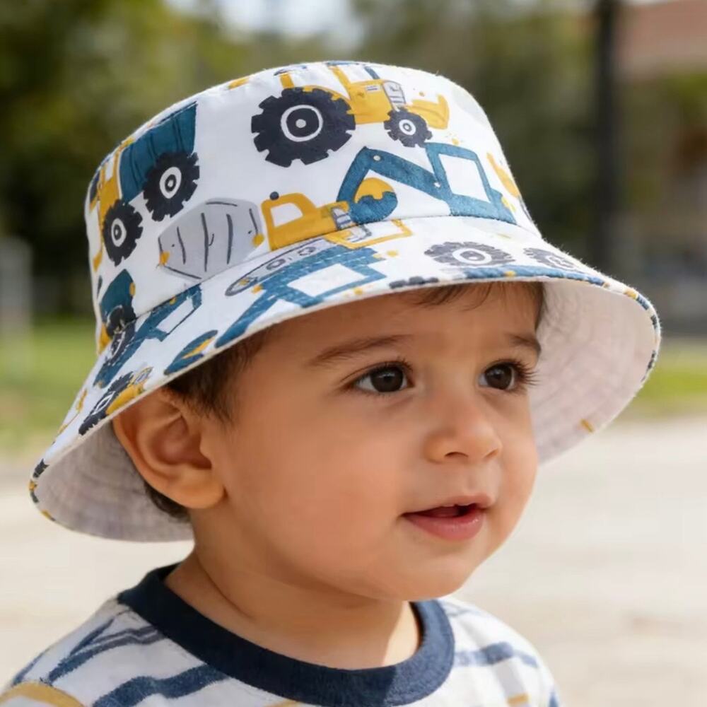 New toddler boy girl construction trucks bucket hat 1-3 years